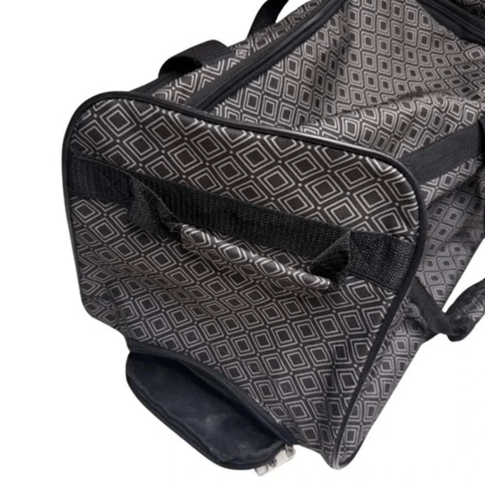 Unisex Geometric Lightweight Travel Luggage Carry‎ On Rolling Bag Black White